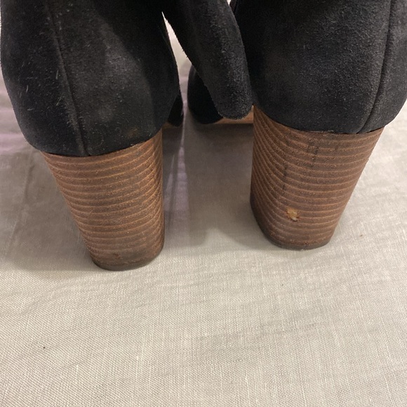 Cole Haan black suede knee high tall heeled pull on Cassidy boots - Picture 7 of 12